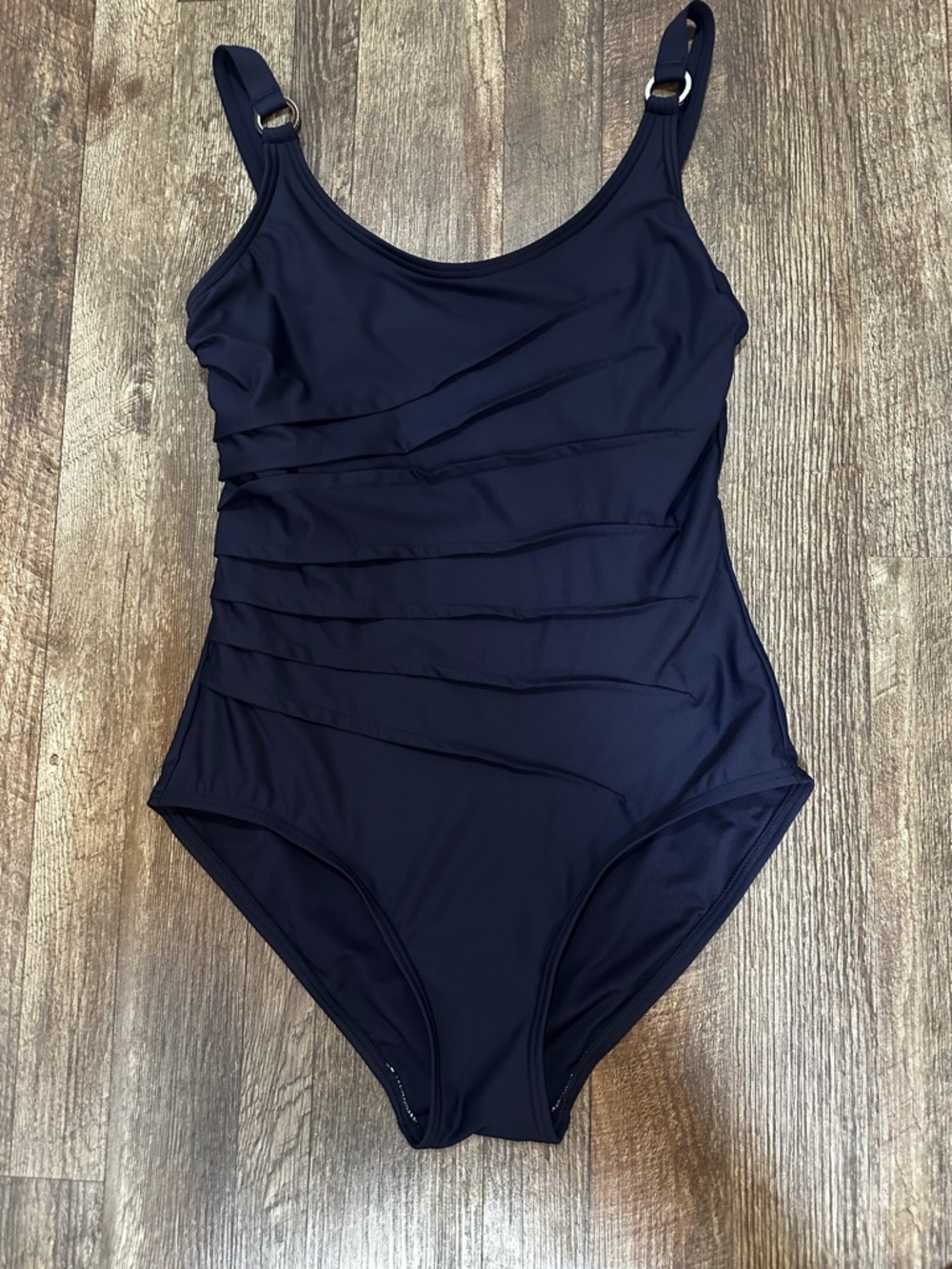DKNY Dark Navy Ruched One-Piece Swimsuit